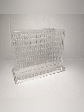 VTG Acrylic Prism Plastic Clear Napkin Or Letter Holder-MCM Made in USA-EUC